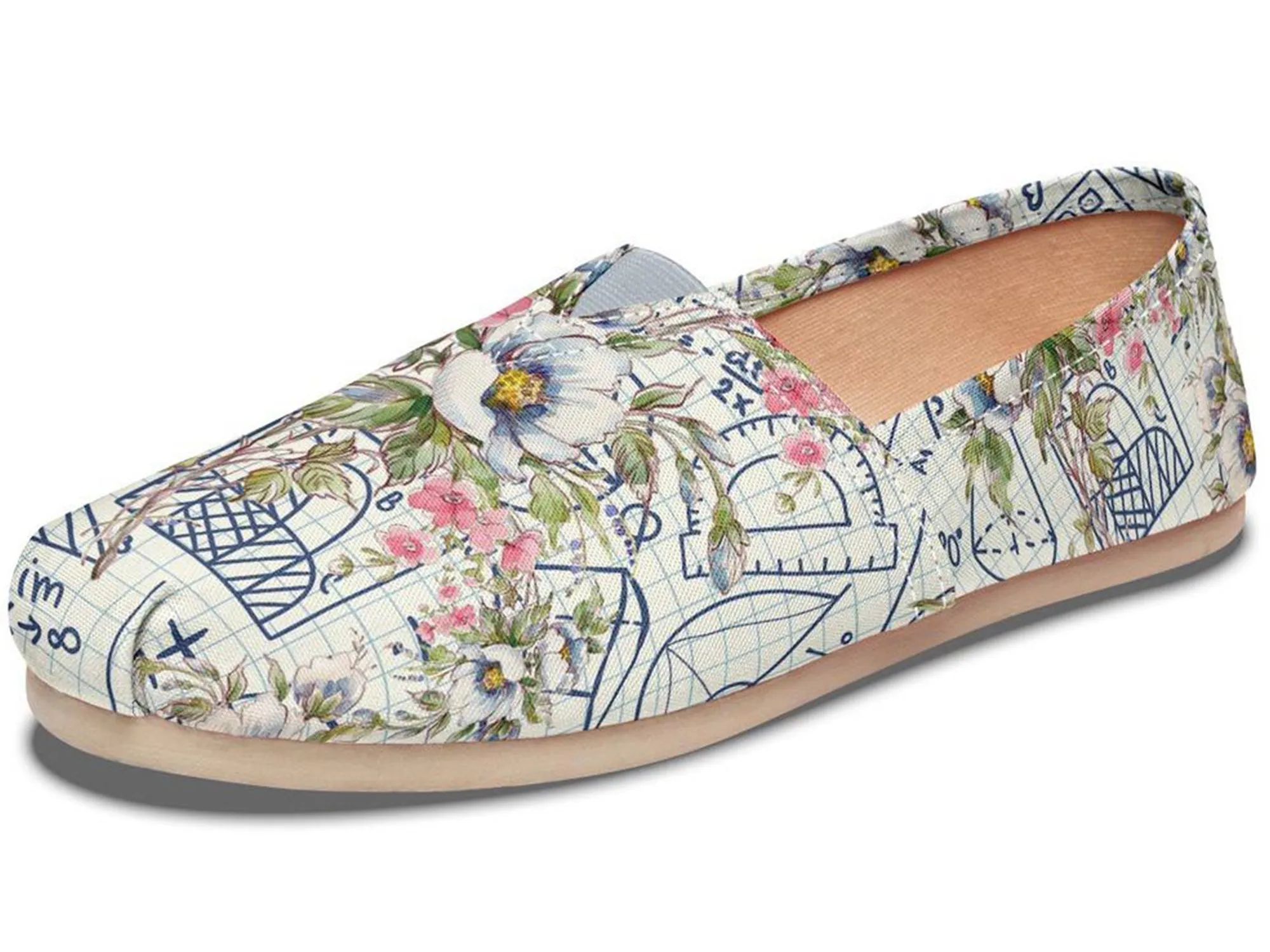 Floral Math Symbols Casual Shoes