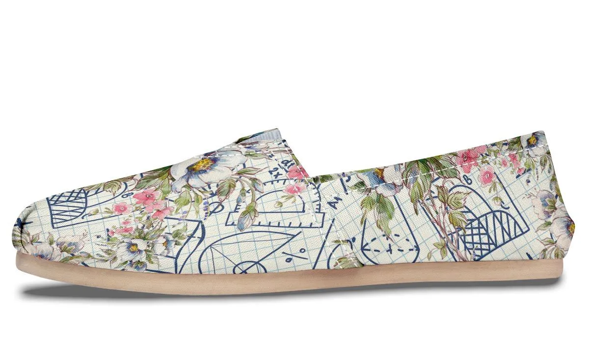 Floral Math Symbols Casual Shoes