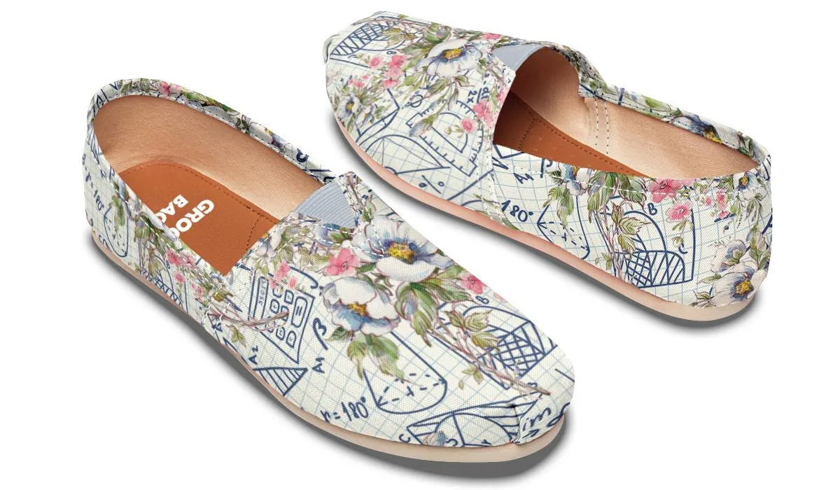 Floral Math Symbols Casual Shoes