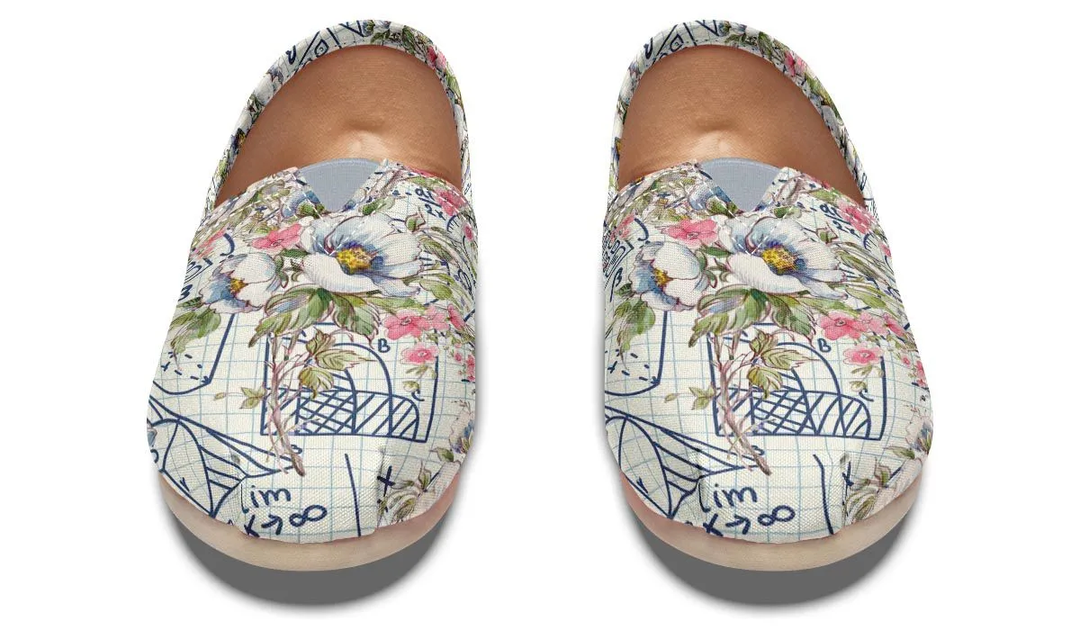 Floral Math Symbols Casual Shoes