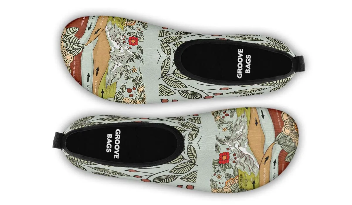 Floral Mountain Range Aqua Barefoot Shoes