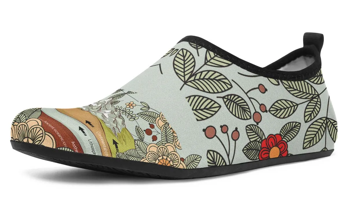 Floral Mountain Range Aqua Barefoot Shoes