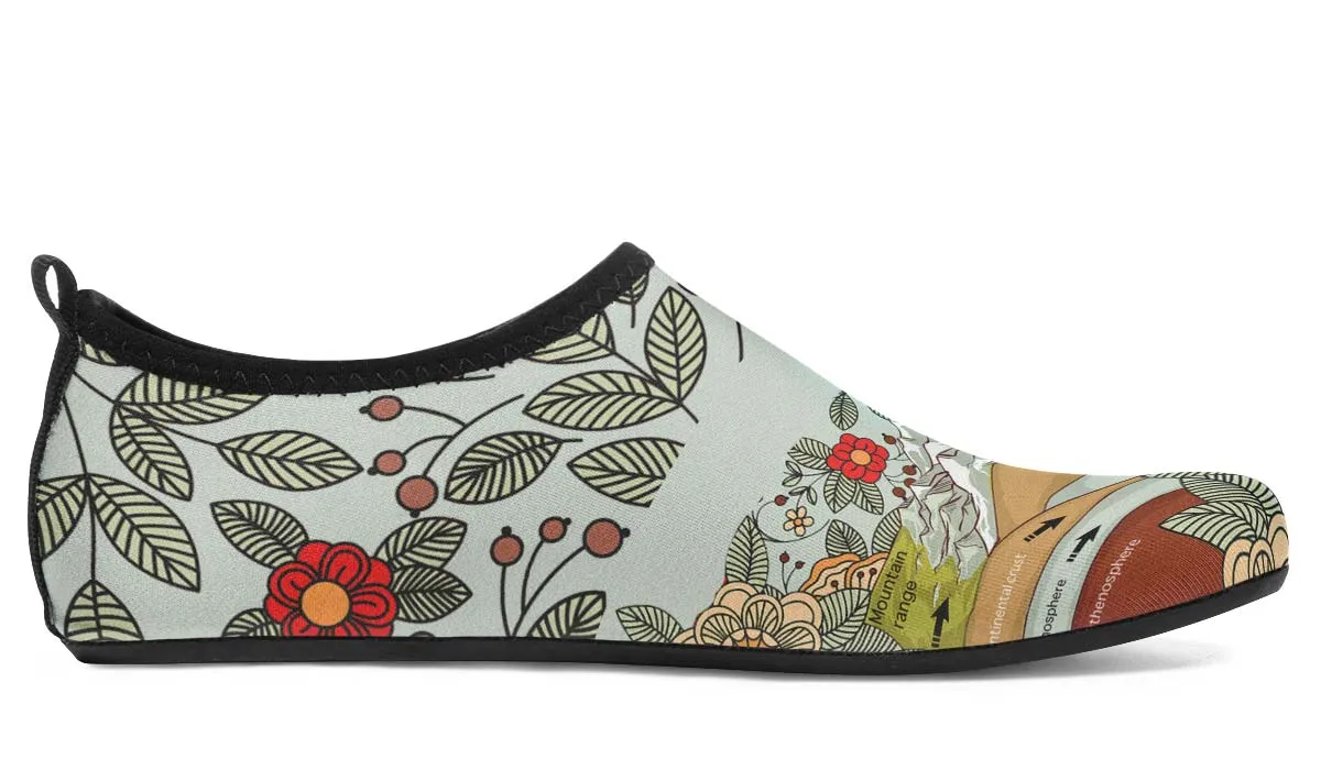 Floral Mountain Range Aqua Barefoot Shoes
