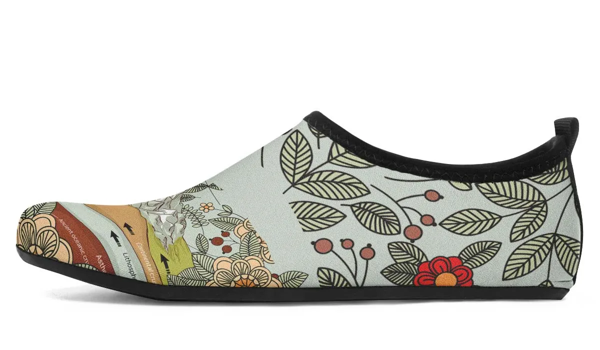 Floral Mountain Range Aqua Barefoot Shoes