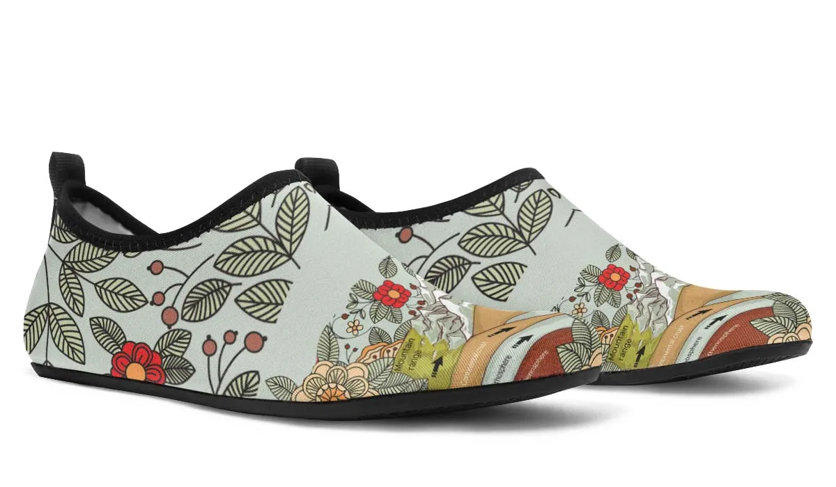 Floral Mountain Range Aqua Barefoot Shoes