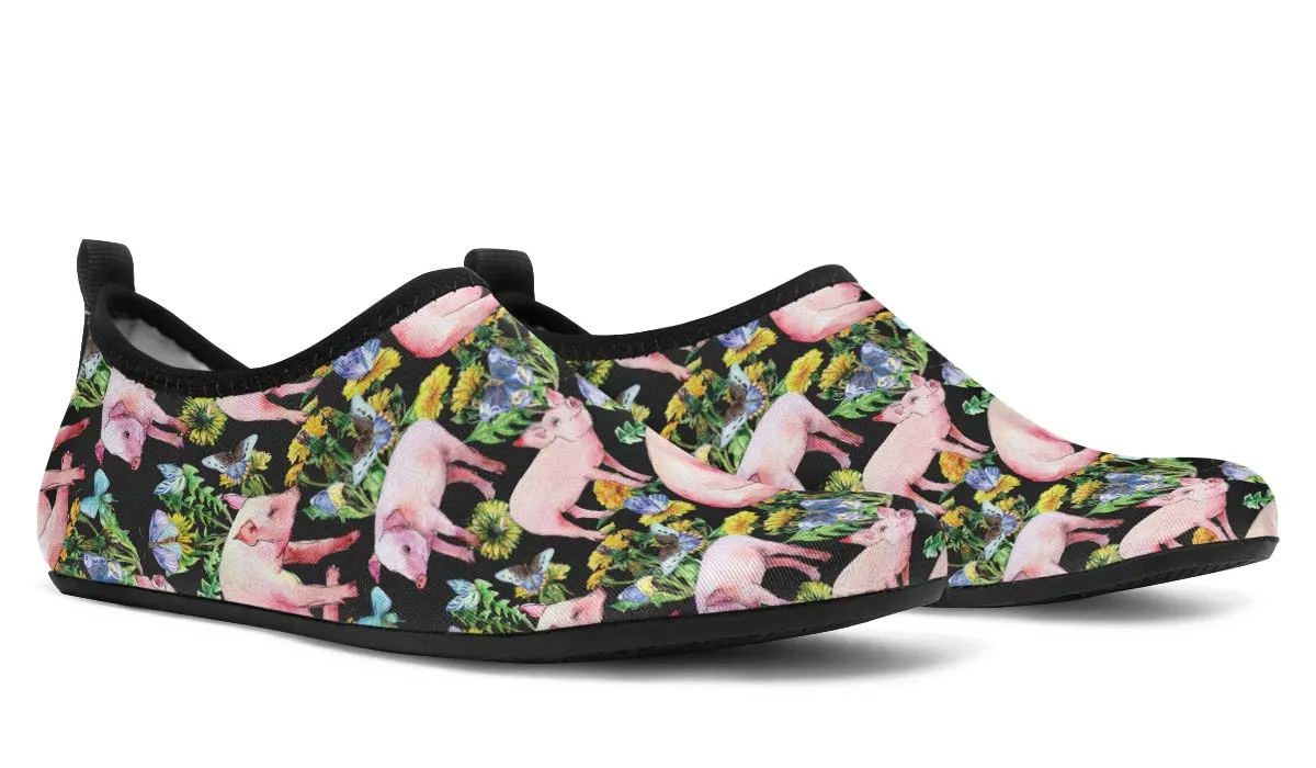 Floral Pig Aqua Barefoot Shoes