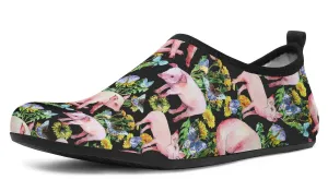 Floral Pig Aqua Barefoot Shoes