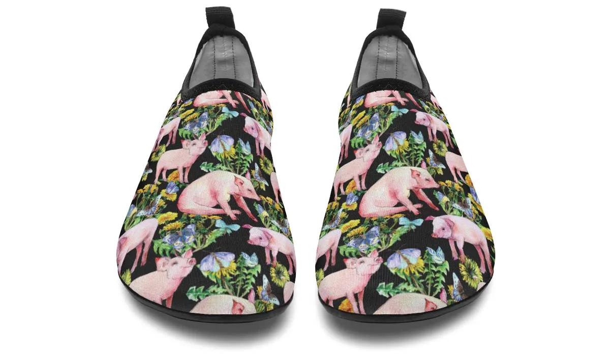 Floral Pig Aqua Barefoot Shoes