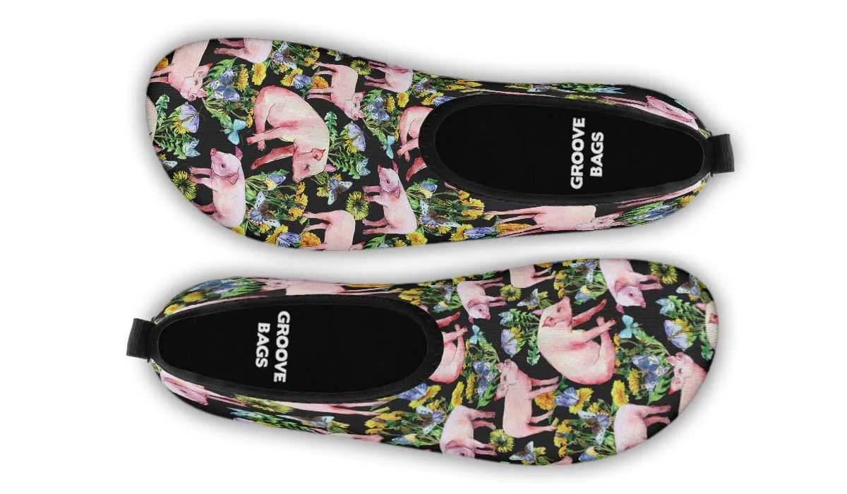 Floral Pig Aqua Barefoot Shoes