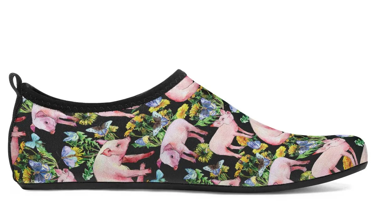 Floral Pig Aqua Barefoot Shoes
