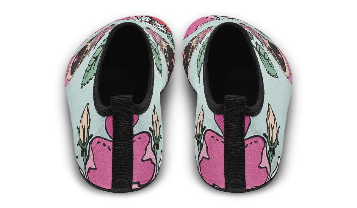 Floral Pug Athletic Aqua Barefoot Shoes