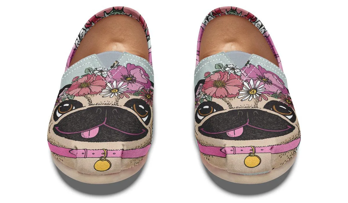 Floral Pug Casual Shoes
