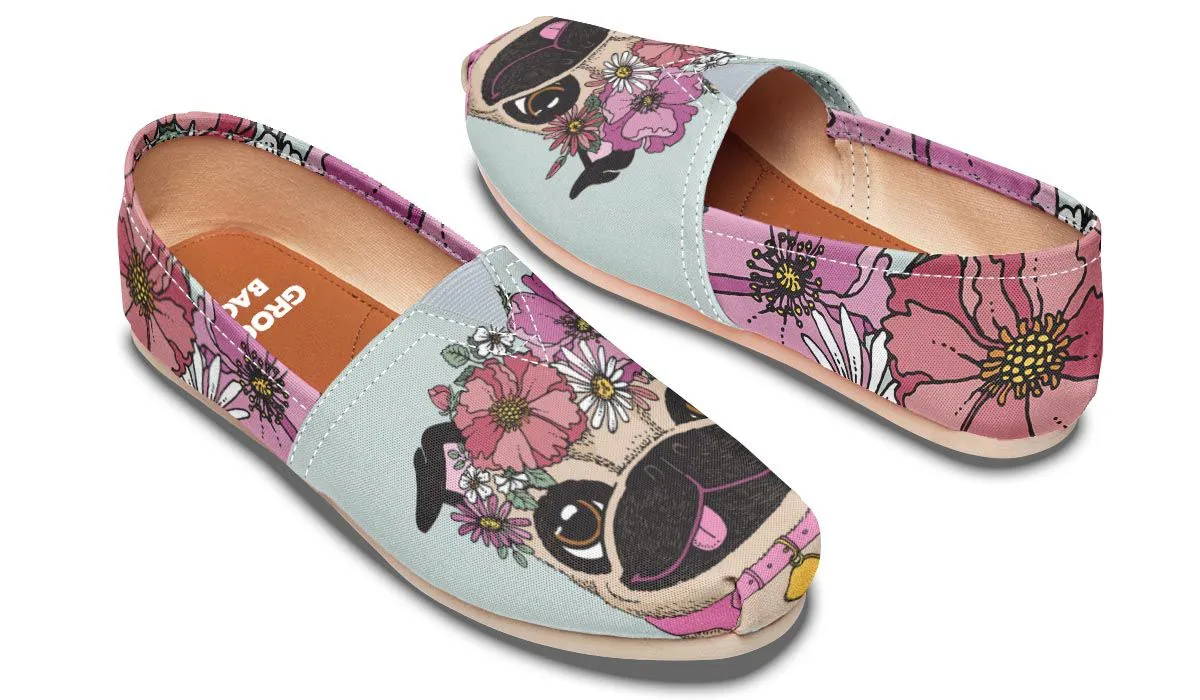 Floral Pug Casual Shoes