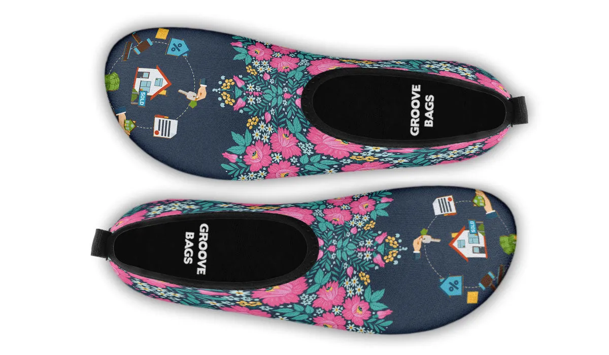 Floral Real Estate Aqua Barefoot Shoes