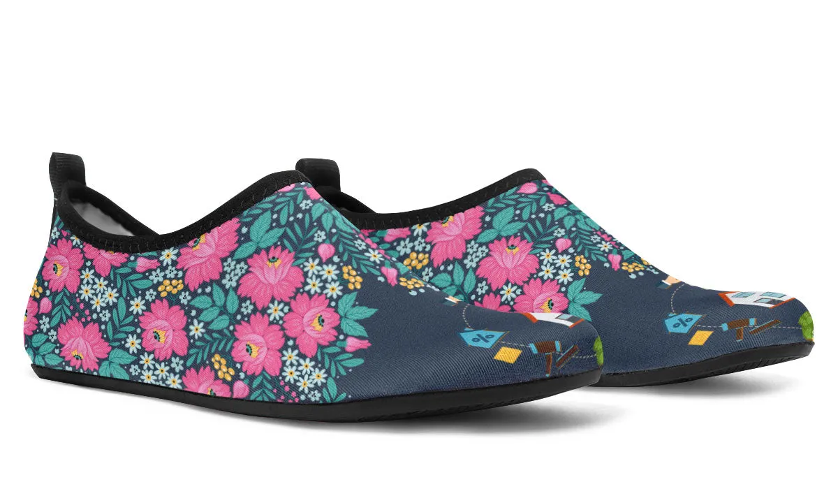 Floral Real Estate Aqua Barefoot Shoes