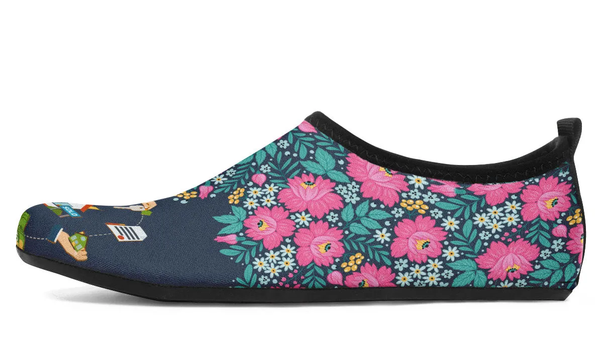 Floral Real Estate Aqua Barefoot Shoes