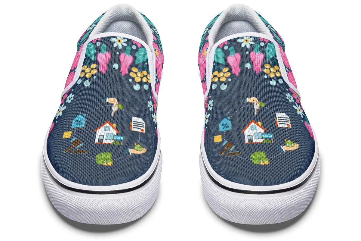 Floral Real Estate Slip-On Shoes
