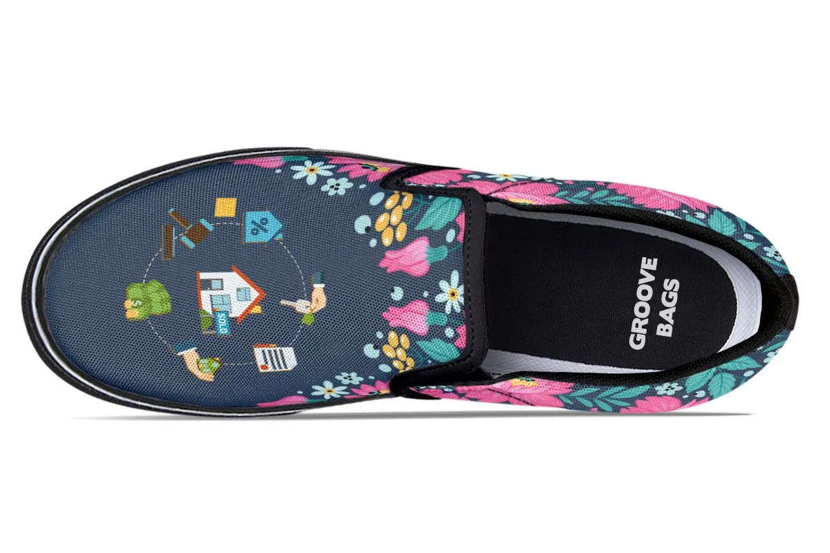 Floral Real Estate Slip-On Shoes