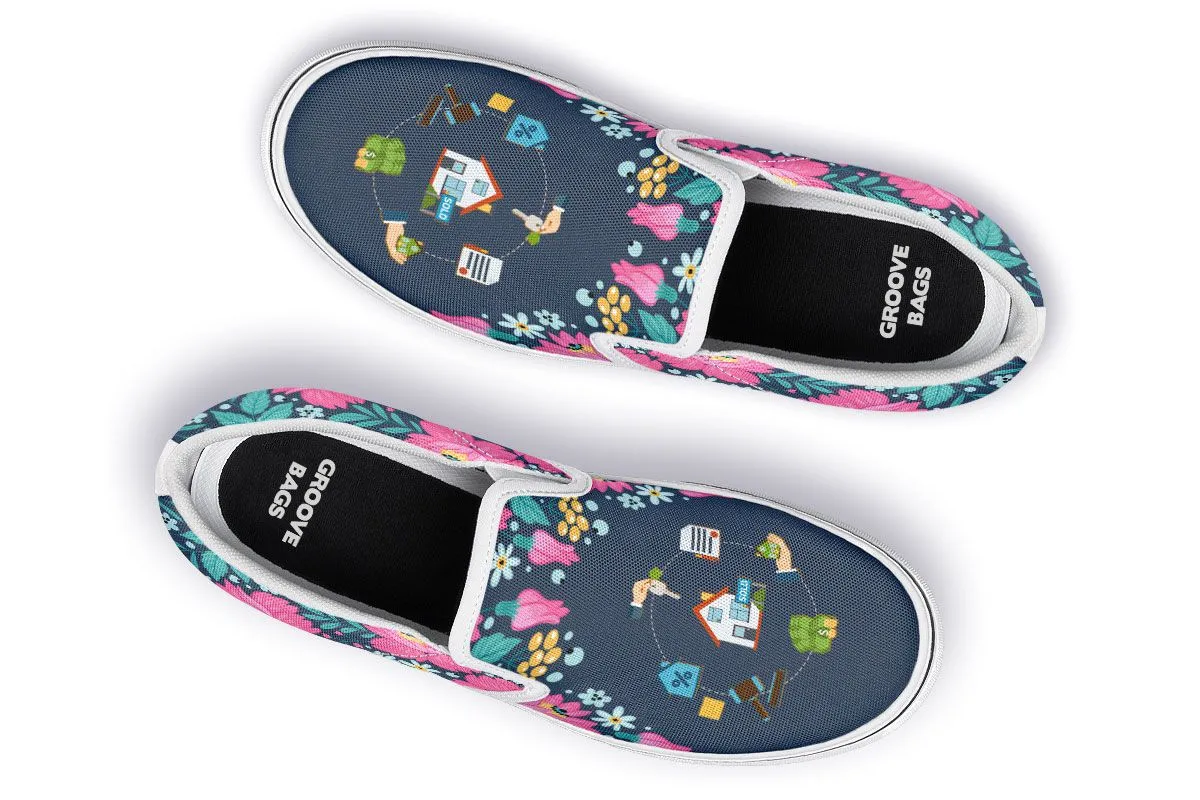 Floral Real Estate Slip-On Shoes