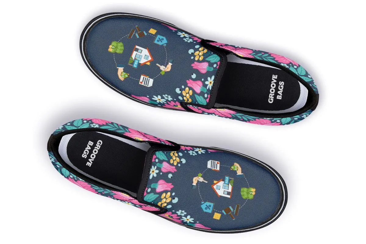 Floral Real Estate Slip-On Shoes