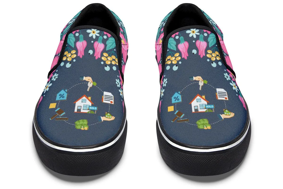 Floral Real Estate Slip-On Shoes