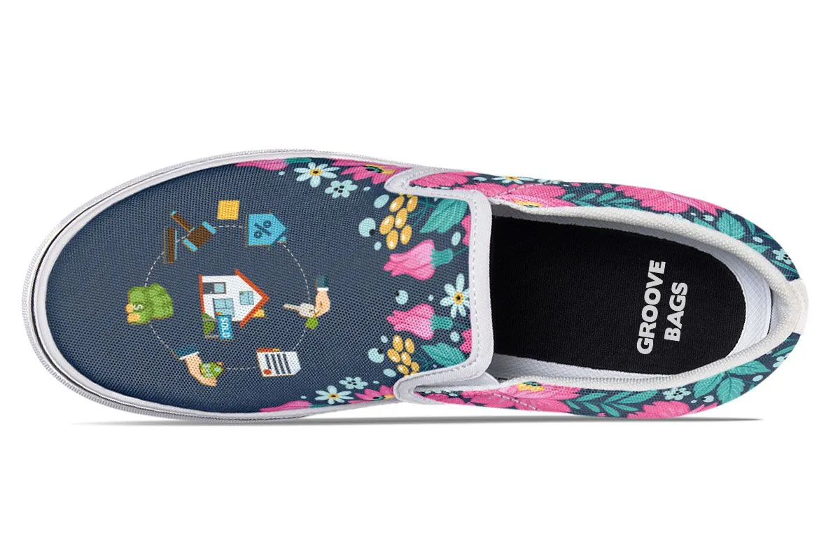 Floral Real Estate Slip-On Shoes