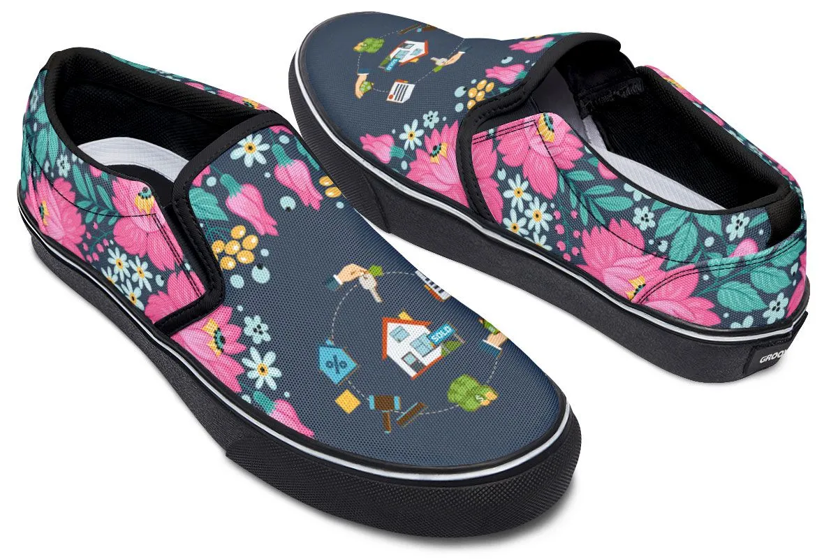 Floral Real Estate Slip-On Shoes
