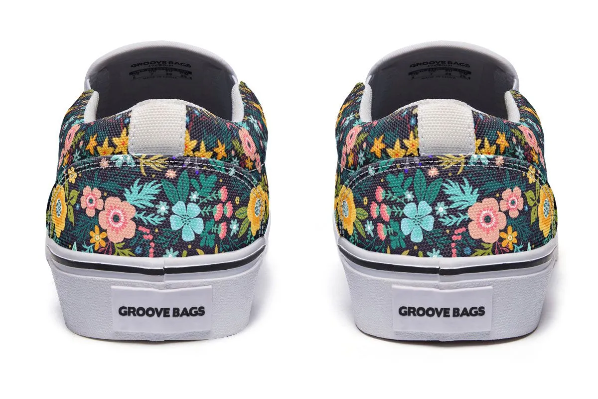 Floral Rooster Slip-On Shoes