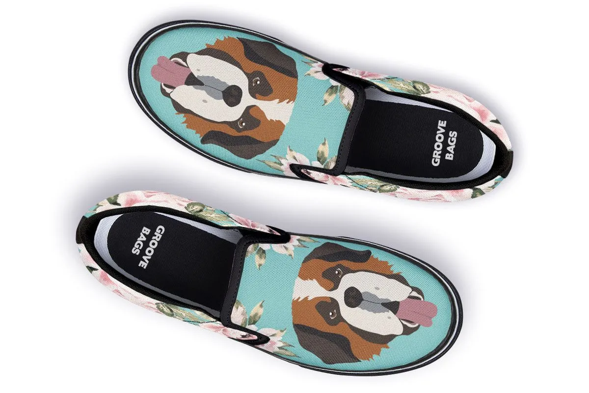 Floral Saint Bernard Slip-On Shoes