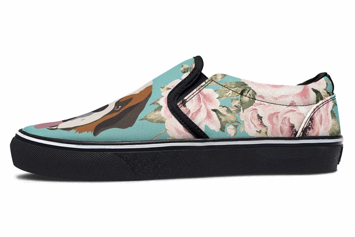 Floral Saint Bernard Slip-On Shoes