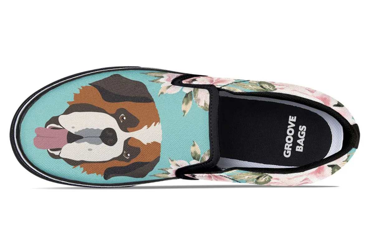 Floral Saint Bernard Slip-On Shoes