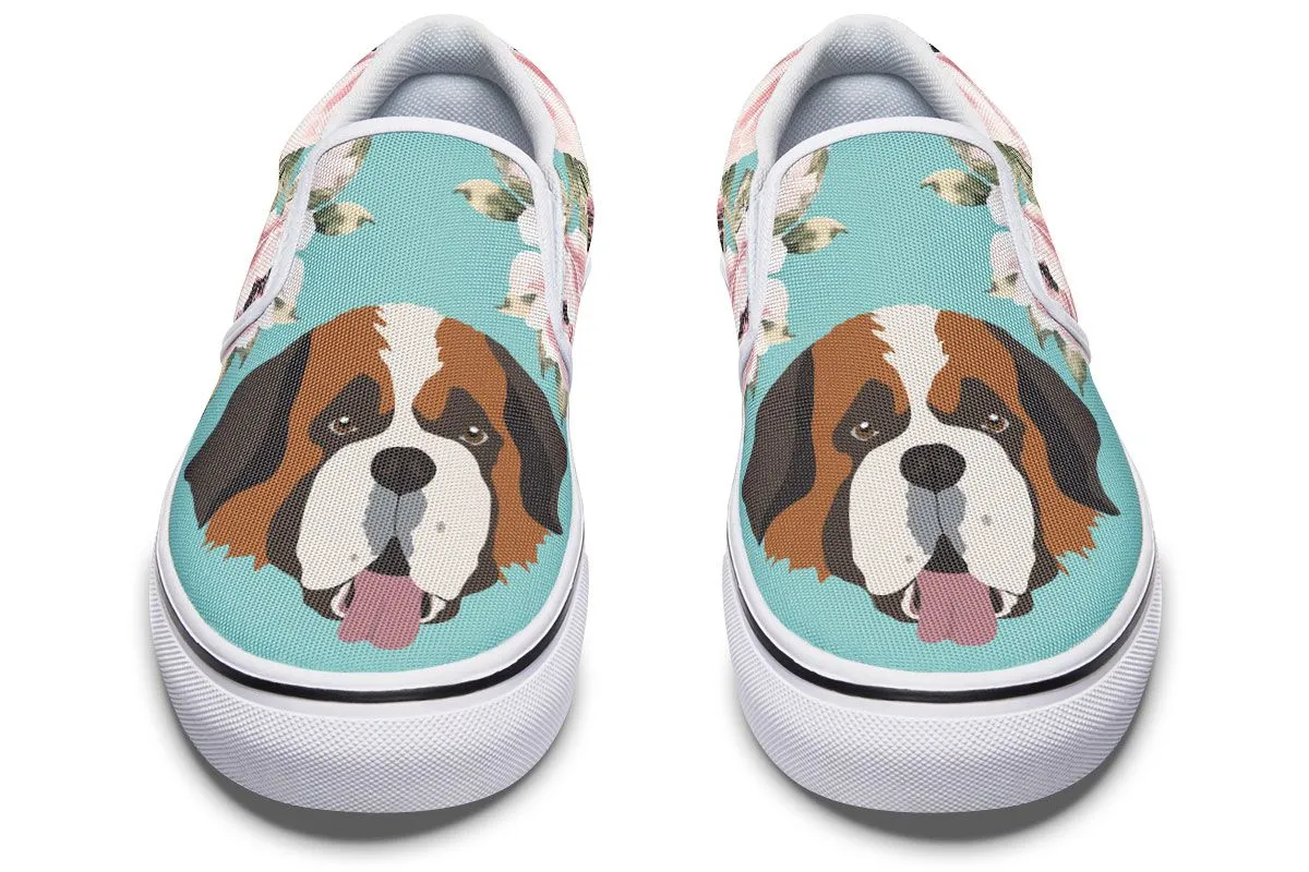 Floral Saint Bernard Slip-On Shoes