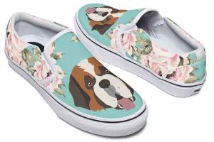 Floral Saint Bernard Slip-On Shoes