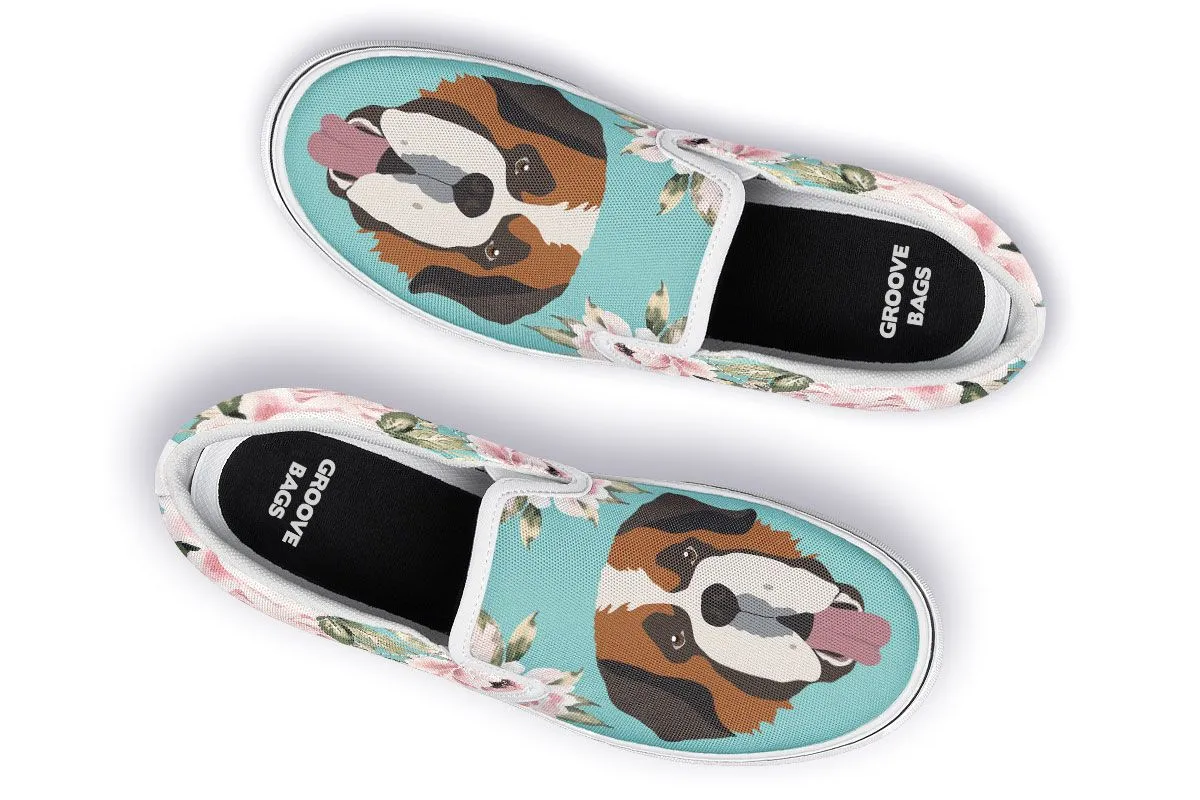 Floral Saint Bernard Slip-On Shoes