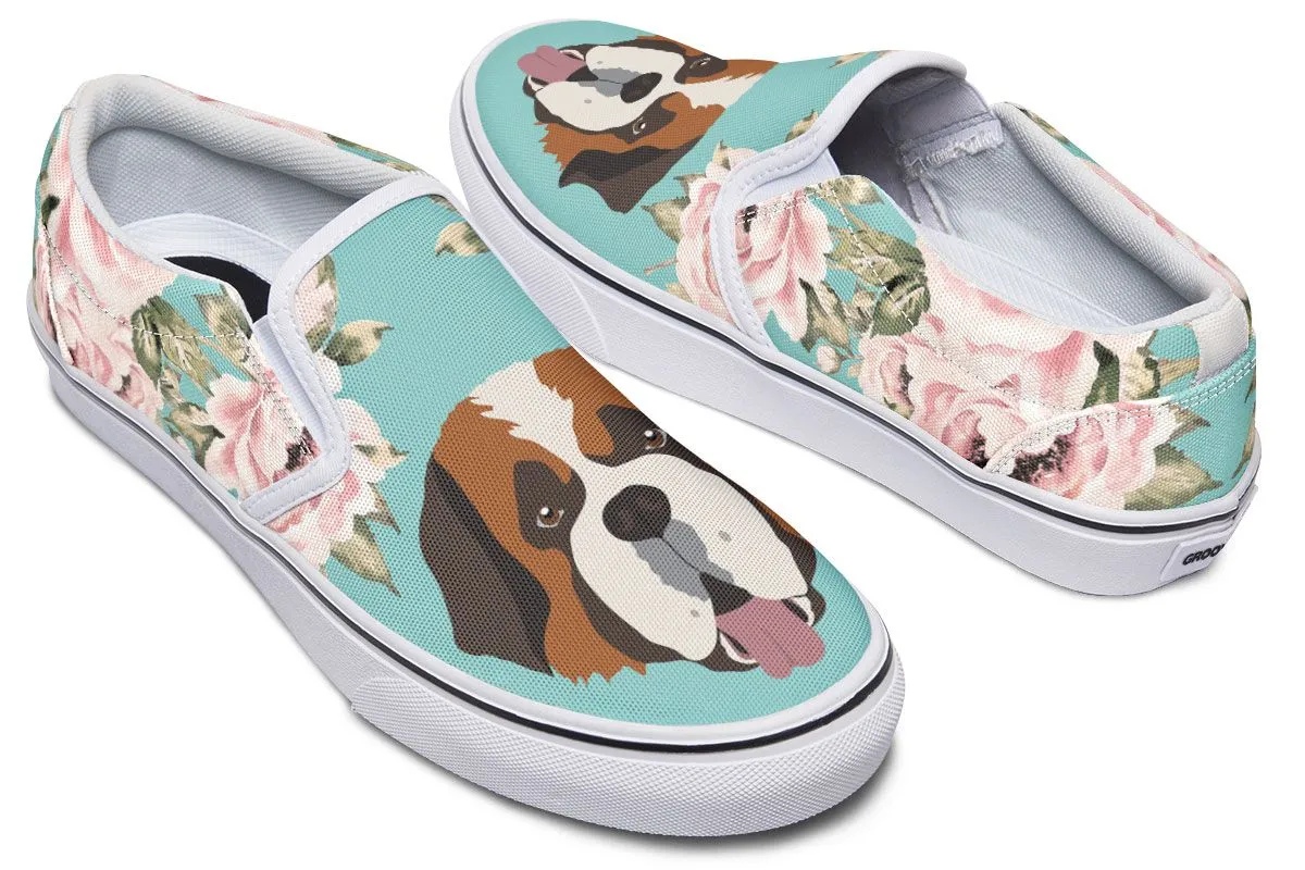Floral Saint Bernard Slip-On Shoes