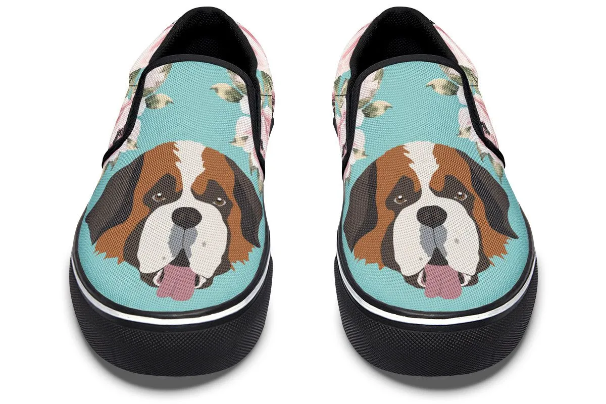 Floral Saint Bernard Slip-On Shoes