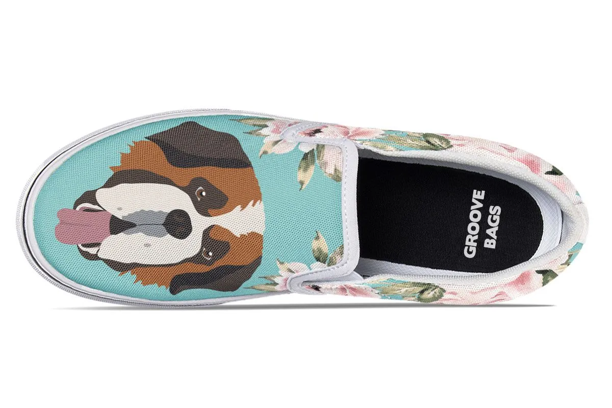 Floral Saint Bernard Slip-On Shoes