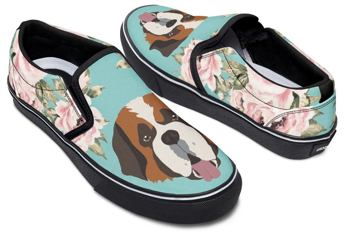 Floral Saint Bernard Slip-On Shoes