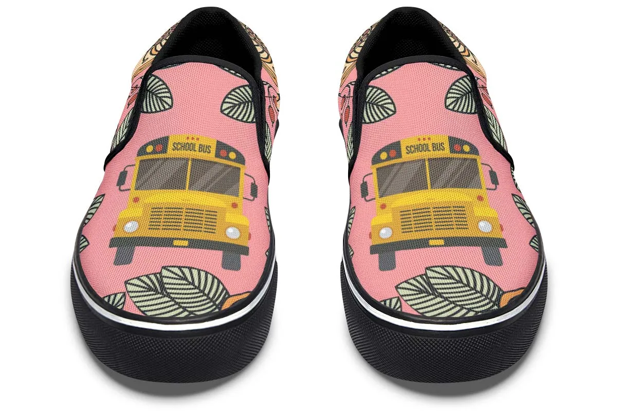 Floral School Bus Slip-On Shoes