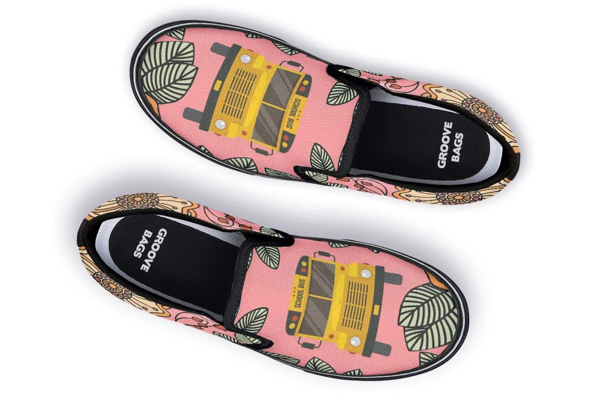 Floral School Bus Slip-On Shoes