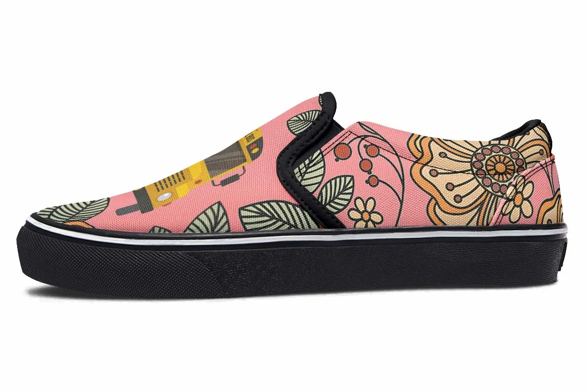Floral School Bus Slip-On Shoes