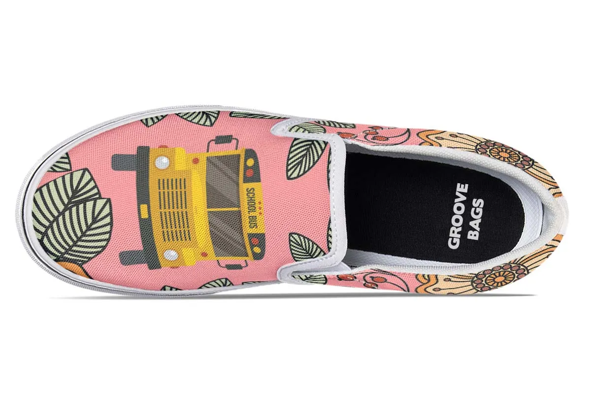 Floral School Bus Slip-On Shoes