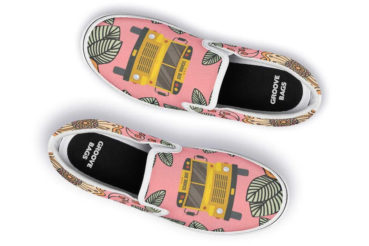 Floral School Bus Slip-On Shoes