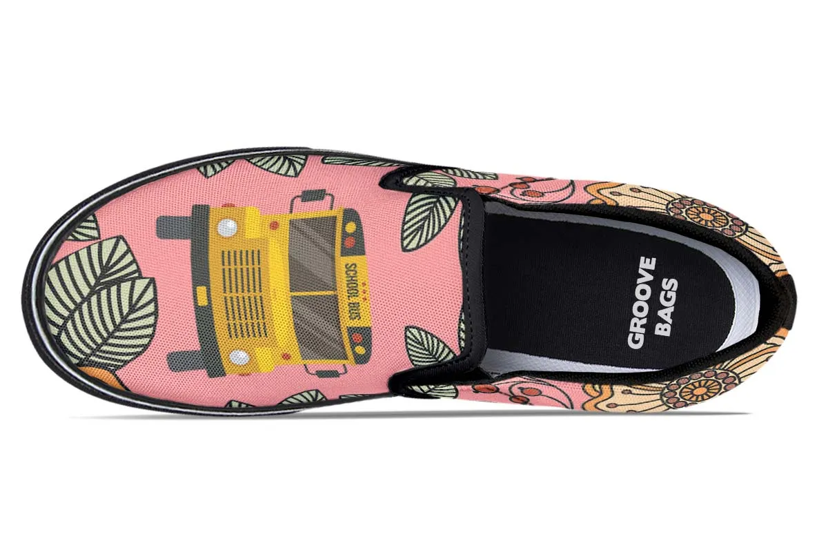 Floral School Bus Slip-On Shoes