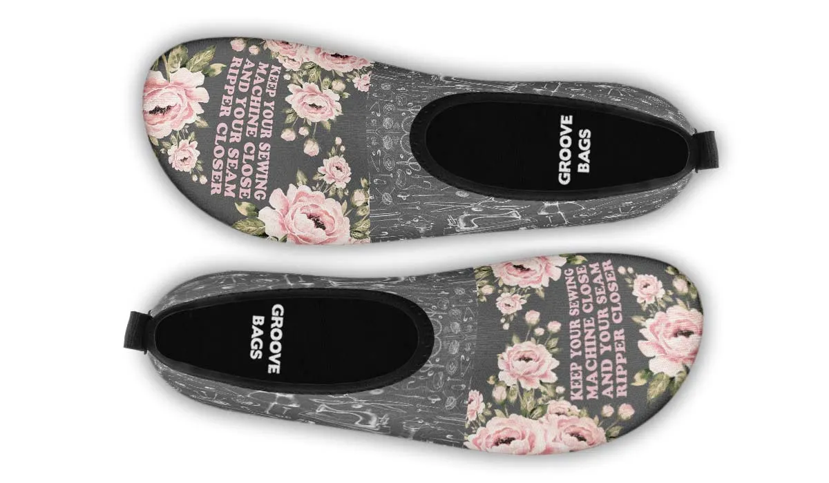Floral Sewing Aqua Barefoot Shoes