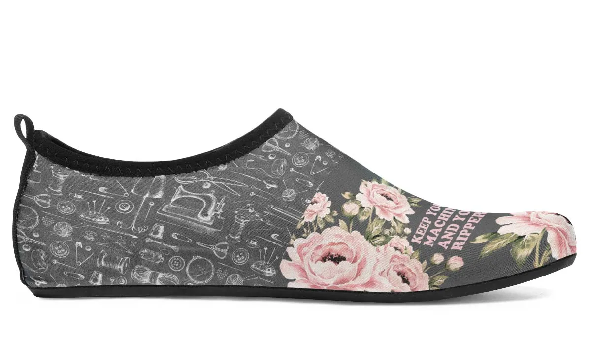 Floral Sewing Aqua Barefoot Shoes