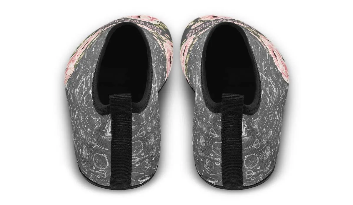 Floral Sewing Aqua Barefoot Shoes