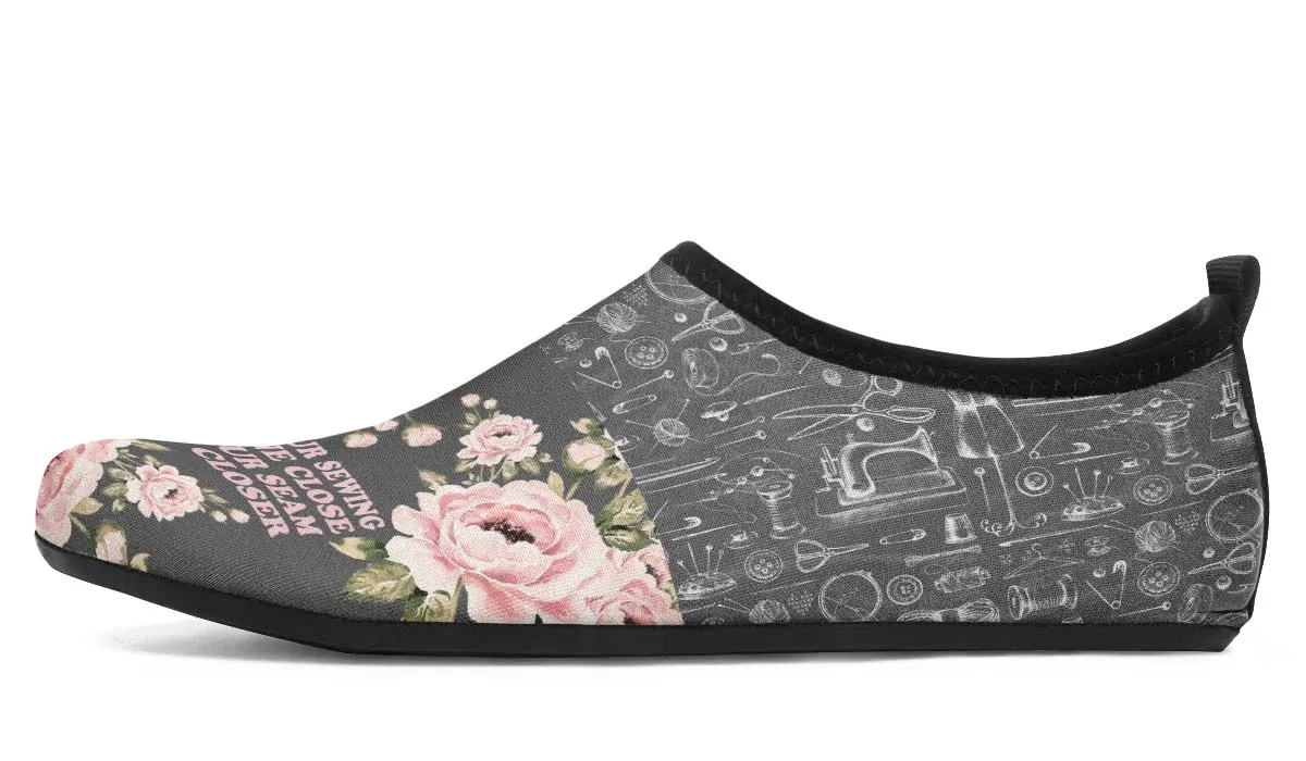 Floral Sewing Aqua Barefoot Shoes