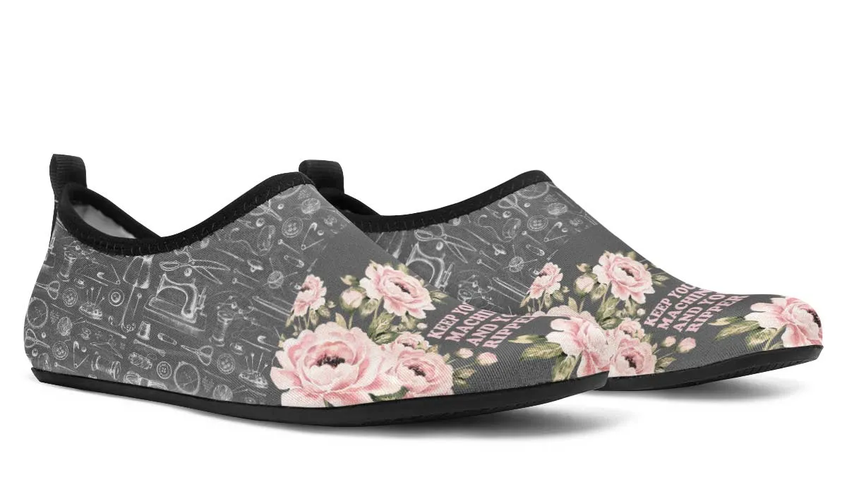 Floral Sewing Aqua Barefoot Shoes