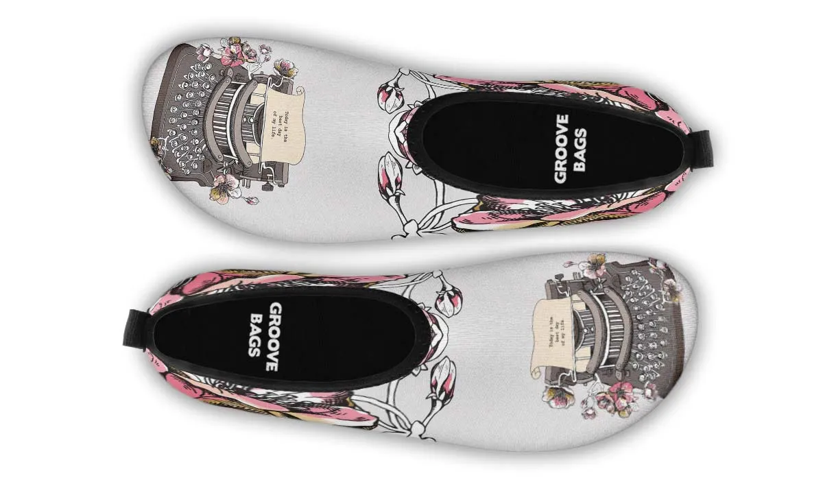 Floral Typewriter Aqua Barefoot Shoes